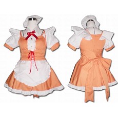 XC172-1 Duel Maid决斗女仆COS服装A款普通围裙和蝴蝶结(欧M)-橙色