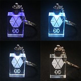 EXO标志高档方体形状水晶LED发光钥匙扣