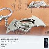 蝙蝠侠大战超人标志钥匙扣古银色