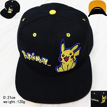 宠物小精灵系列神奇宝贝GO 刺绣黄色蓝边皮卡丘标志英文标志 黑色棒球帽