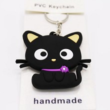 黑猫 双面硅胶钥匙扣