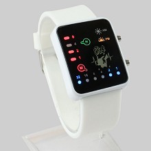 宠物小精灵 皮卡丘 白色表带二进制四色LED手表
