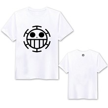 海贼王-罗-海贼团标志 纯棉短袖T恤 白色