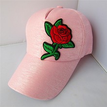 552#（单玫瑰）粉 太阳帽 布的