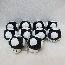 8CM超级玛丽兄弟马里奥游戏周边黑色蘑菇毛绒公仔挂件(10个一套出)