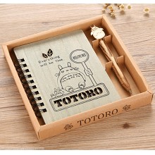 龙猫 复古圈线木质木质薄日记本笔记本精致礼盒套装