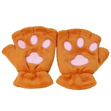 猫咪后院冬季棉手套 棕色
