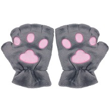 猫咪后院冬季棉手套 灰色