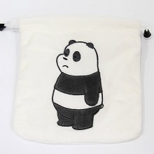 21x19cm三只熊熊猫毛绒束口袋（10个一套出）