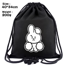 BTS-小兔 丝印帆布束口背包