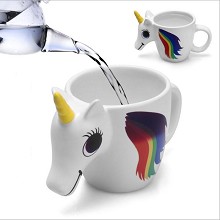 独角兽彩虹变色杯子热感应感温陶瓷水杯咖啡马克杯