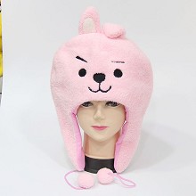 BTS粉兔 毛绒帽子