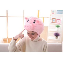 猪猪头套 帽子 拍照道具写真道具毛绒头套 粉色