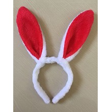 兔耳朵发箍毛绒兔耳朵儿童表演头箍 白色大红耳朵