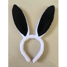 兔耳朵发箍毛绒兔耳朵儿童表演头箍 白色黑耳朵