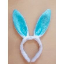 兔耳朵发箍毛绒兔耳朵儿童表演头箍 白色蓝耳朵