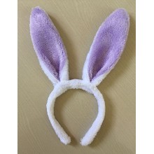 兔耳朵发箍毛绒兔耳朵儿童表演头箍 白色紫耳朵