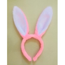兔耳朵发箍毛绒兔耳朵儿童表演头箍 粉色白耳朵