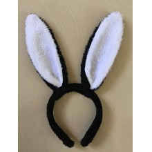 兔耳朵发箍毛绒兔耳朵儿童表演头箍 黑色白耳朵