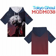 东京食尸鬼 酷派丝全彩戴帽短袖T恤MQDM038
