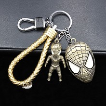 复仇者联盟3件套金属钥匙扣 蜘蛛侠古铜+面具古铜+古铜皮绳