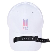 BTS 条带 太阳帽 鸭舌帽 白色彩色标志