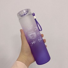 BTS玻璃杯专辑演唱会周边同款水杯 紫色