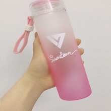 seventeen玻璃杯专辑演唱会周边同款水杯 粉色