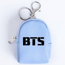 BTS防弹少年团 学生零钱包 可爱首饰包书包挂件 蓝色