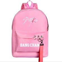 stray kids BANG CHAN 韩版休闲双肩包背包书包 粉色