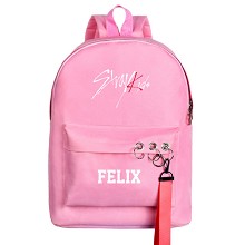 stray kids FELIX 韩版休闲双肩包背包书包 粉色