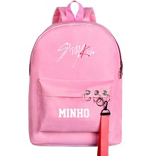 stray kids MINHO 韩版休闲双肩包背包书包 粉色