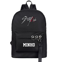 stray kids MINHO 韩版休闲双肩包背包书包 黑色