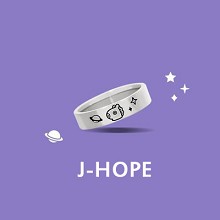 BTS 防弹少年团Q版J-HOPE 钛钢戒指 指环 银色18mm