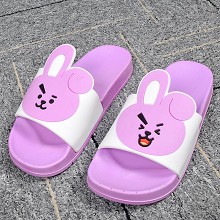 BTS防弹少年团家居鞋塑料凉拖鞋防滑拖鞋子 粉兔