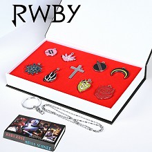 RWBY四色战记 尘晶Ruby Rose合金饰品项链套装
